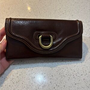 Luxury Mahogany Glazed Leather Wallet Heavy Brass D-Ring Detail Echt Prym & YKK